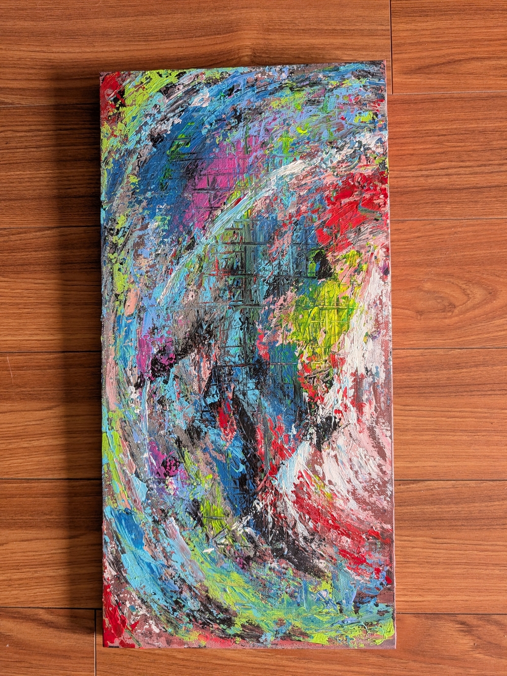 Abstract Swirl Canvas Wall Art in Blue, Green & Red - Unbranded